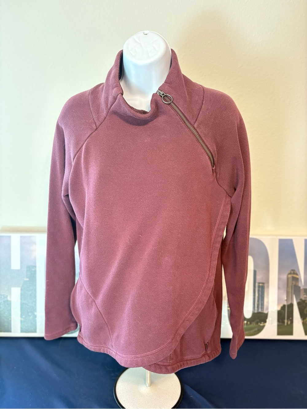Asymmetrical Zip Pullover Sweater - Dusty Rose